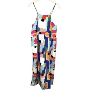 Crosby by Mollie Burch Jumpsuit Womens Small Abstract Wide Leg Pockets Romper